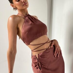 Chic Halter Neck Satin Dress